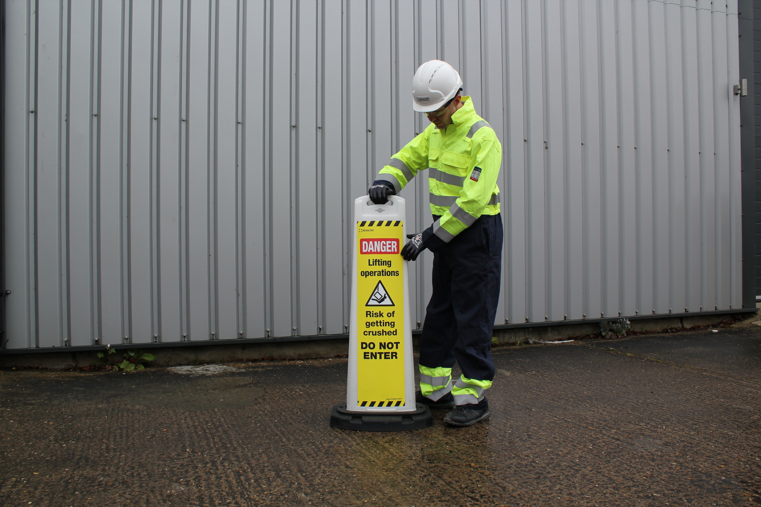 signage bollard in use