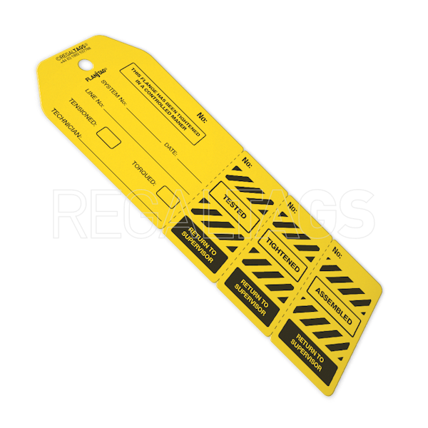 Yellow flange tag 3-part