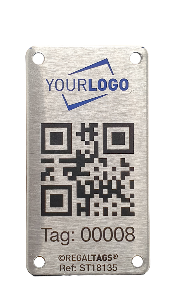 Metal tag with QR code